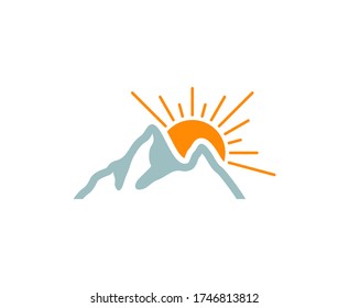 Mountain logo sun vector icon 