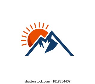 Mountain logo sun vector icon