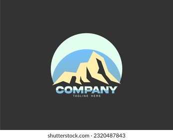 LOGOTIPO DE MONTAÑA CON VECTOR DE CIELO DE SOL