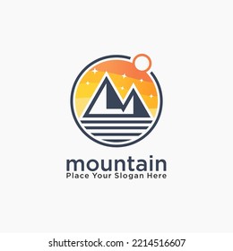 Mountain Logo. mountain sunset logo.