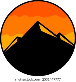 Mountain logo with sunset theme simple style vector design illustration for logo, outdoor enthusiast or sample and brand company