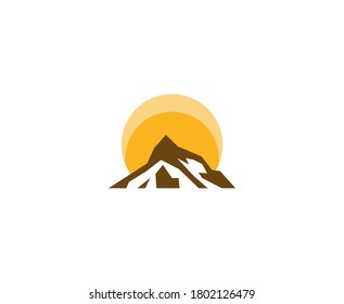 Mountain logo sunset vector icon 