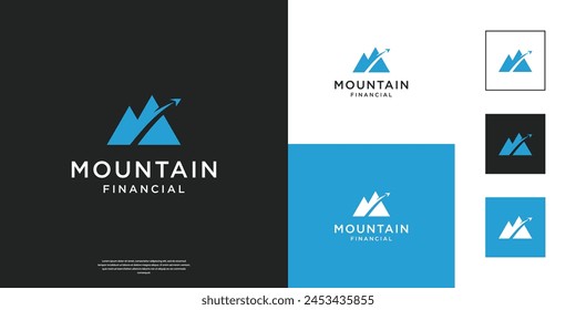 Mountain logo with swoosh logo design. Abstract financial, investment, marketing symbol vector.