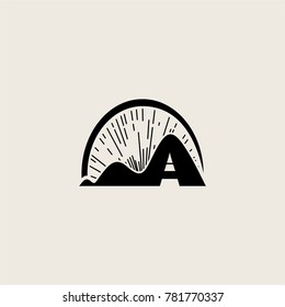 mountain logo symbol design. flat black design hills travel