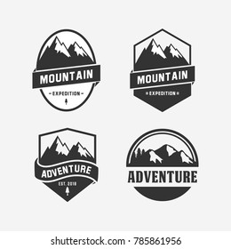 Mountain Logo template. adventure badge logo. black and white color