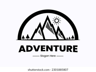 mountain logo template with black color good to use for expedition.