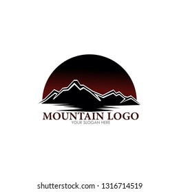Mountain Logo template. blue color, mountain and water reflection concept. Vector illustrator eps.10