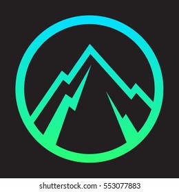 Mountain Logo Template in Circle Shape. Nature and Sport Icon
