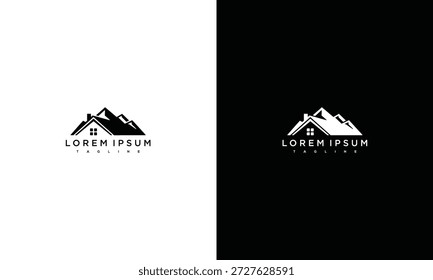 Mountain Logo Template Design with Dual Color Scheme and Lorem Ipsum Placeholder Text