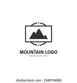 Mountain logo template design. Mountain logo with modern frame isolated on white background