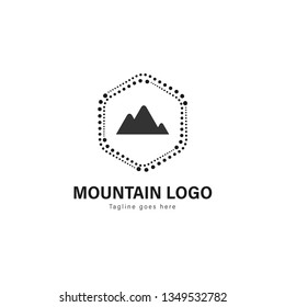 Mountain logo template design. Mountain logo with modern frame isolated on white background