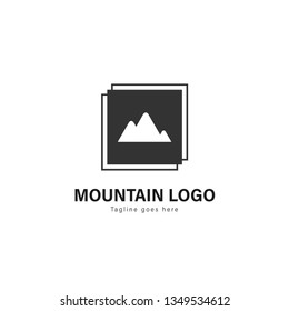 Mountain logo template design. Mountain logo with modern frame isolated on white background