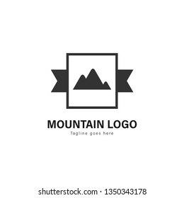 Mountain logo template design. Mountain logo with modern frame isolated on white background