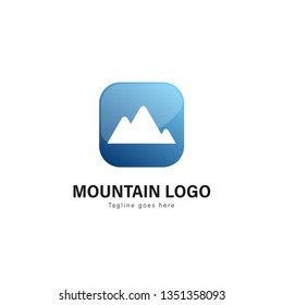 Mountain logo template design. Mountain logo with modern frame isolated on white background