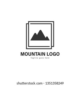 Mountain logo template design. Mountain logo with modern frame isolated on white background