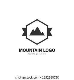 Mountain logo template design. Mountain logo with modern frame isolated on white background