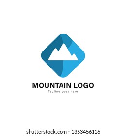 Mountain logo template design. Mountain logo with modern frame isolated on white background