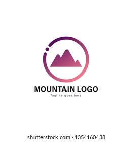 Mountain logo template design. Mountain logo with modern frame isolated on white background