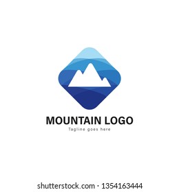 Mountain logo template design. Mountain logo with modern frame isolated on white background