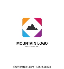 Mountain logo template design. Mountain logo with modern frame isolated on white background