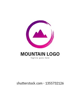 Mountain logo template design. Mountain logo with modern frame isolated on white background