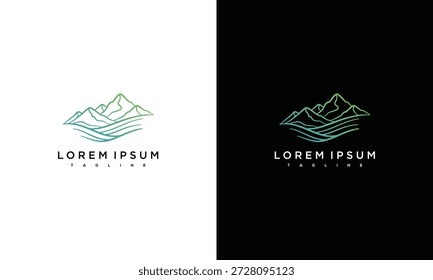 Mountain logo template design on white and black background, vector illustration of layered mountains