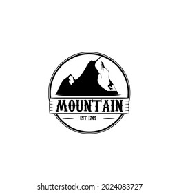 mountain logo template design, simple silhouette of circular mountain peak,