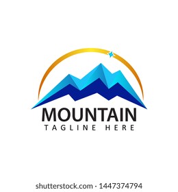 mountain logo template design vector in isolated white background