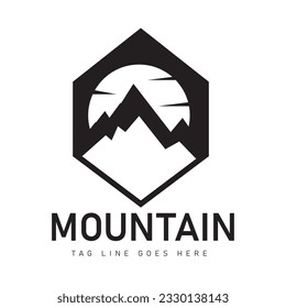 The mountain logo template features a captivating and majestic mountain peak as its central element. The logo portrays a sense of strength, resilience, and grandeur.