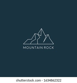Mountain logo template. Flat line logo style