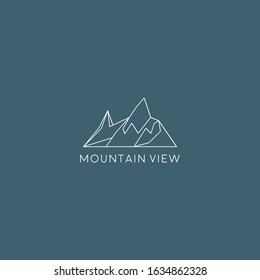 Mountain logo template. Flat line logo style