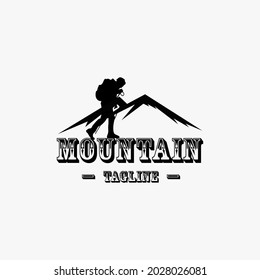 Mountain Logo Template illustration icon, hiking camping in the mountains