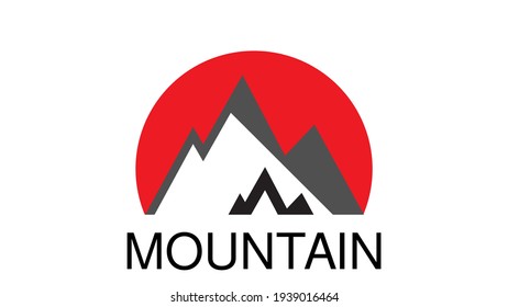 plantilla de logotipo de montaña aislada en fondo blanco