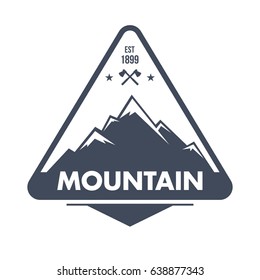 Mountain logo template. In modern style, line art style, full color. 