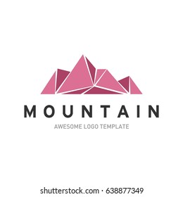 Mountain logo template. In modern style, line art style, full color. 