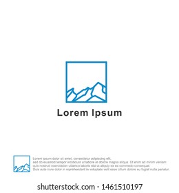 mountain logo template. monoline style with blue colour