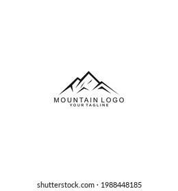 Plantilla de logotipo de montaña sobre fondo blanco