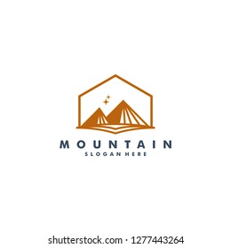 mountain logo template, outdoor icon vector 