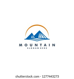 mountain logo template, outdoor icon vector 