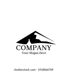 mountain logo template with small camp