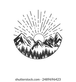 Diseño de Ilustración vectorial de Plantilla de logotipo de montaña