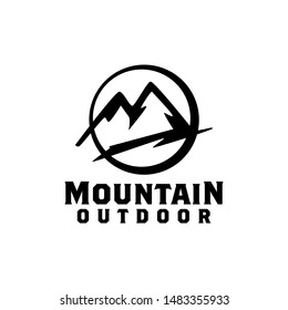 Mountain logo template vector with outdoor style