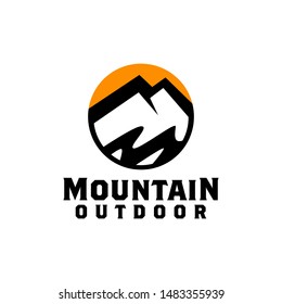 Mountain logo template vector with outdoor style