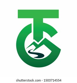 mountain logo that formed letter G and letter T
