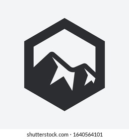 mountain logo that forms the hexagon