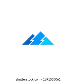 Mountain logo with thunder bolt accent.