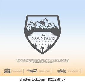 mountain logo, travel emblem