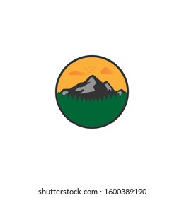 mountain logo. with mountain and tree illustration design combined into one unique and elegant logo. colorful texture. white background. modern template. for corporate brands and graphic design.