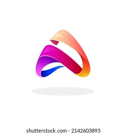 Mountain logo with triangle design colorful, modern icon, 3d style