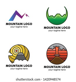 mountain logo vector adventure camp set element